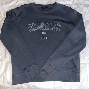 Blue Cotton Crewneck- Brooklyn USA